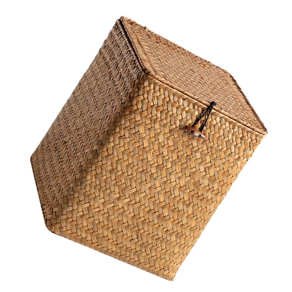 ELAYARD Khaki Woven Storage Box with Lid for Living Room, Desktop, and Home Organization