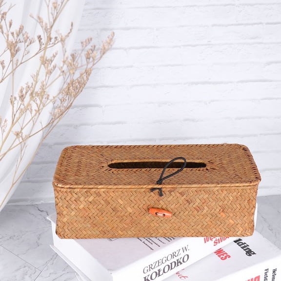 ELAYARD Woven Tissue Box Holder and Elegant Tissue Paper Dispenser for Living Room Decor, 1 Set
