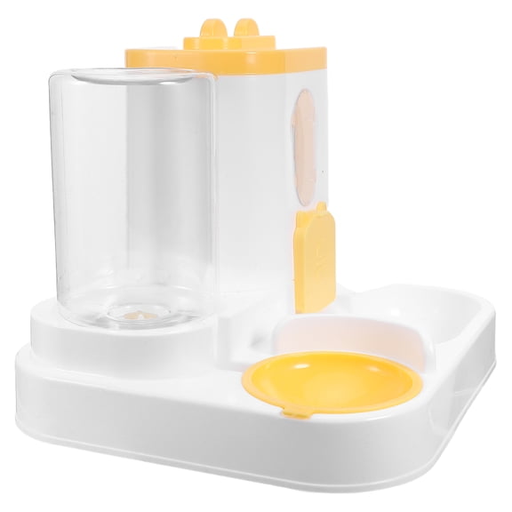 ELAYARD Yellow Automatic Cat Food Bowl and Water Feeder Station with Quiet Slow Feeding Design