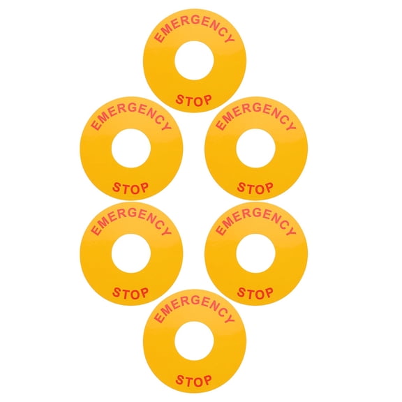 ELAYARD 6Pcs Yellow Emergency Stop Warning Stickers for Electrical Equipment Durable PP Labels