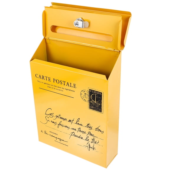 ELAYARD Wall Mount Mailbox Iron Post Box with Lock for Office Use Yellow