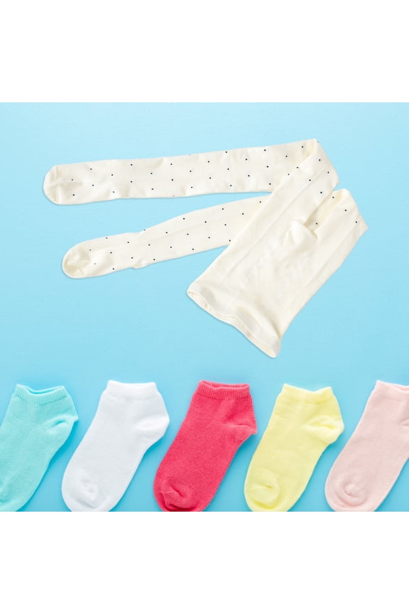 White Cotton Vintage Pantyhose Polka Dot Design Anti-Pilling Comfort