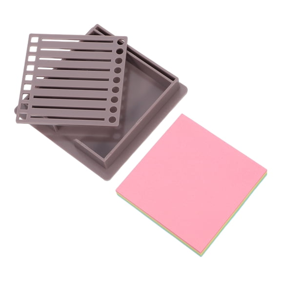 ELAYARD Sturdy Dark Grey ABS Note Paper Organizer Box with Memo Pads Dispenser and Layout Template for Office