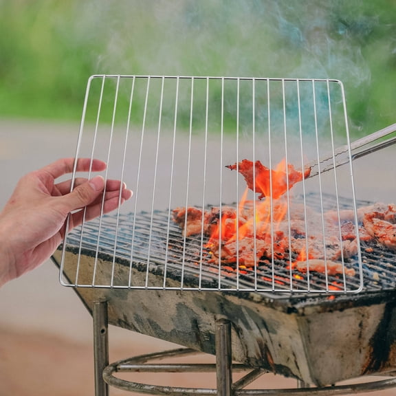 ELAYARD Plated Silver Stainless Steel Campfire Grill Grate with Even Heat Distribution