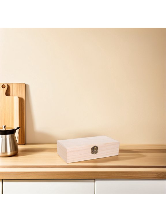 unpainted wood box Paulownia, 20 x 10 x 5 cm, Hinged-Lid Front-Latch Storage Case 2 Pack