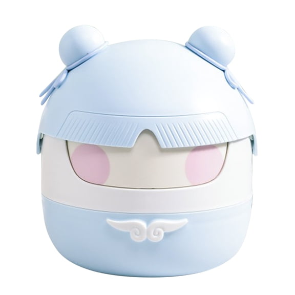 ELAYARD Small Plastic Trash Can for Small Spaces Blue PP Cute Cartoon Style 1Set