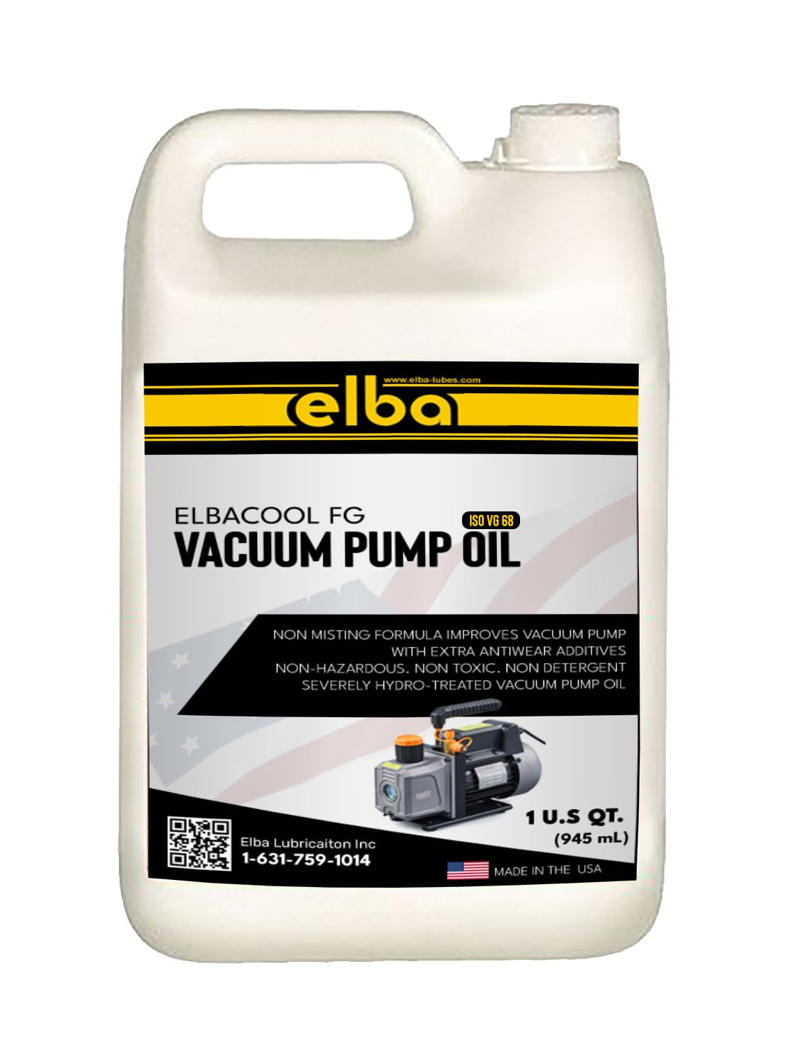ELBACOOL FG Vacuum Pump Oil ISO VG 68, Synthetic, HYDROTREATED, Clear
