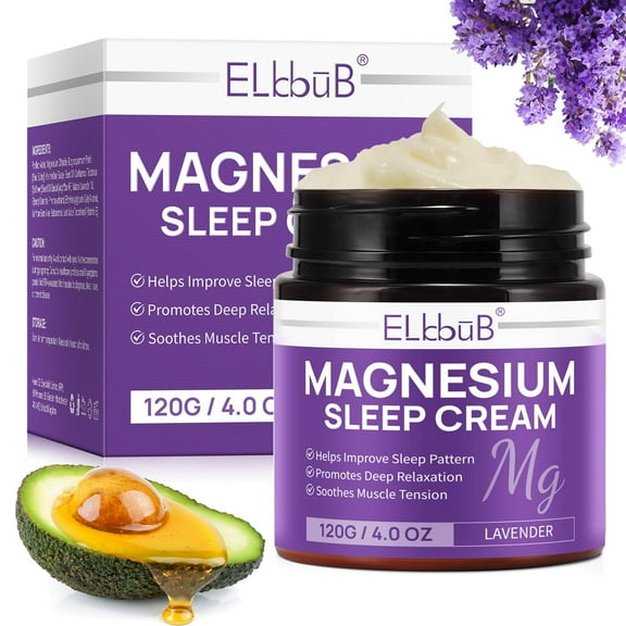 ELBBUB Premium Magnesium Sleep Cream With Shea Butter & Natural Lavender Oil, Relaxes Body, Improves Sleep & Soothes Muscle Tension,120ML