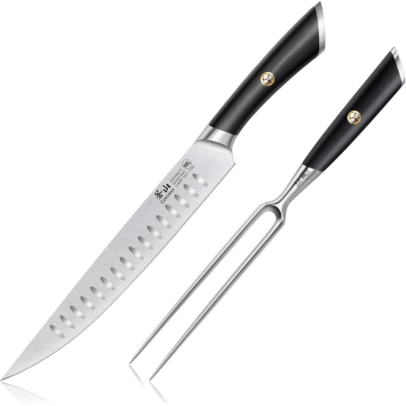 ELBERT Series German Steel Forged 2-Piece Carving Set (Black)