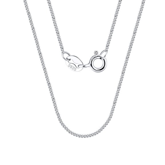 ELBLUVF 925 Sterling Silver 1mm Curb Cuban Link Chain Necklace 16 18 20 22 24 inch For Women Men (20inch)