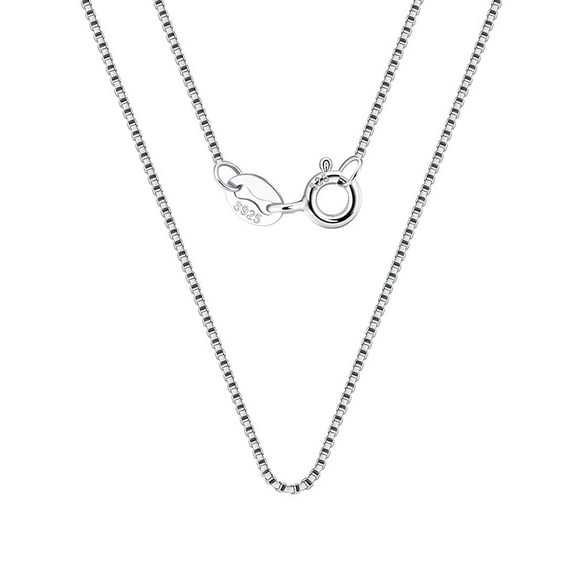 ELBLUVF 925 Sterling Silver Thin 0.8mm Box Chain Necklace 20 22 24 inch For Women Men
