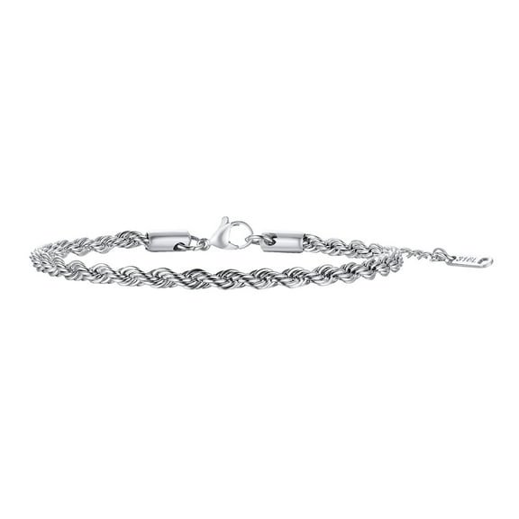 ELBLUVF Stainless Steel 2 3 4 5mm Twist Rope Chain Bracelet 16 5cm For Women Men (2mm)