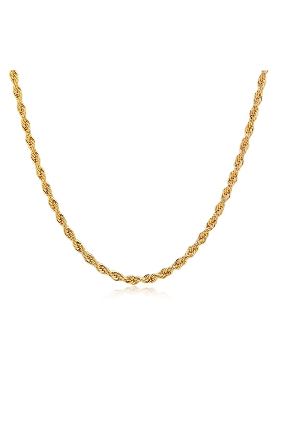 Stainless Steel Gold Plated 2 3 4 5mm Twist Rope Chain Necklace 16 18 20 22 24 inch For Women Men (2mm 24inch)