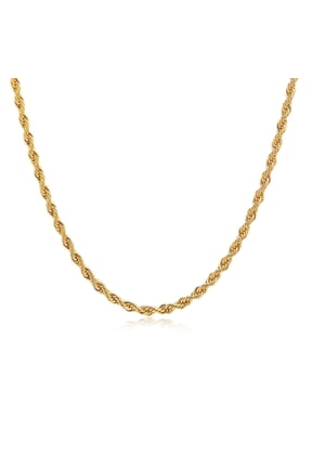 Stainless Steel Gold Plated 2 3 4 5mm Twist Rope Chain Necklace 16 18 20 22 24 inch For Women Men (3mm 20inch)