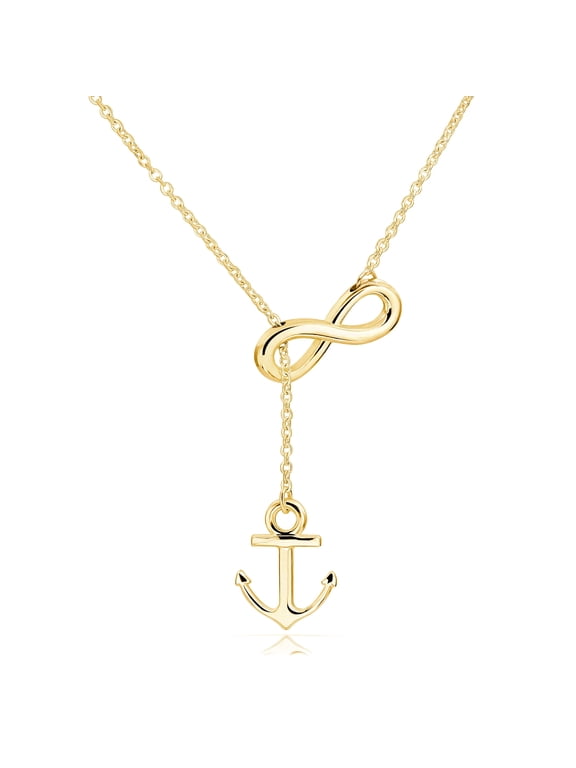 Stainless steel 18K Gold Plated Anchor Infinity Y Shaped Lariat Style Necklace 18inch For Women