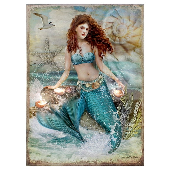 ELC Designs Group Fantasy Mermaid Sea and Surf Lighted Canvas Print Wall Art Home Dcor