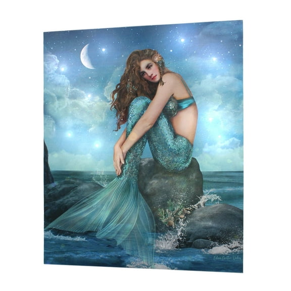 ELC Designs Group Twinkling Stars Fantasy Mermaid LED Lighted Canvas Print Wall Art Home Dcor