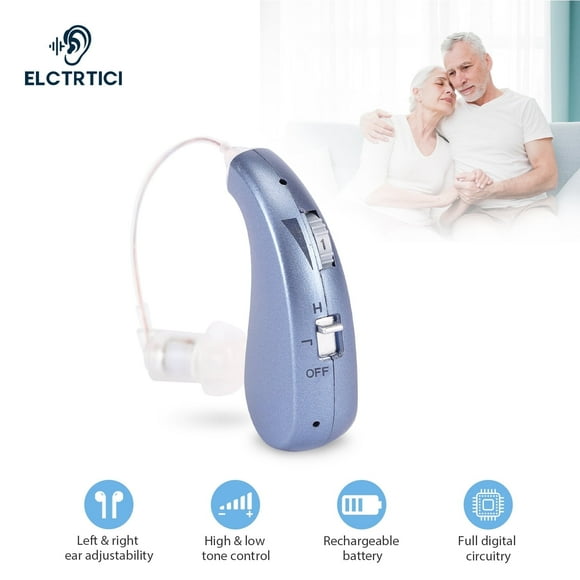 ELCTRTICI Hearing Aids for Seniors, VHP-1206 Behind-the-Ear Rechargeable Hearing Aid with Noise Cancellation, Designed for Hearing Loss, Single, Blue