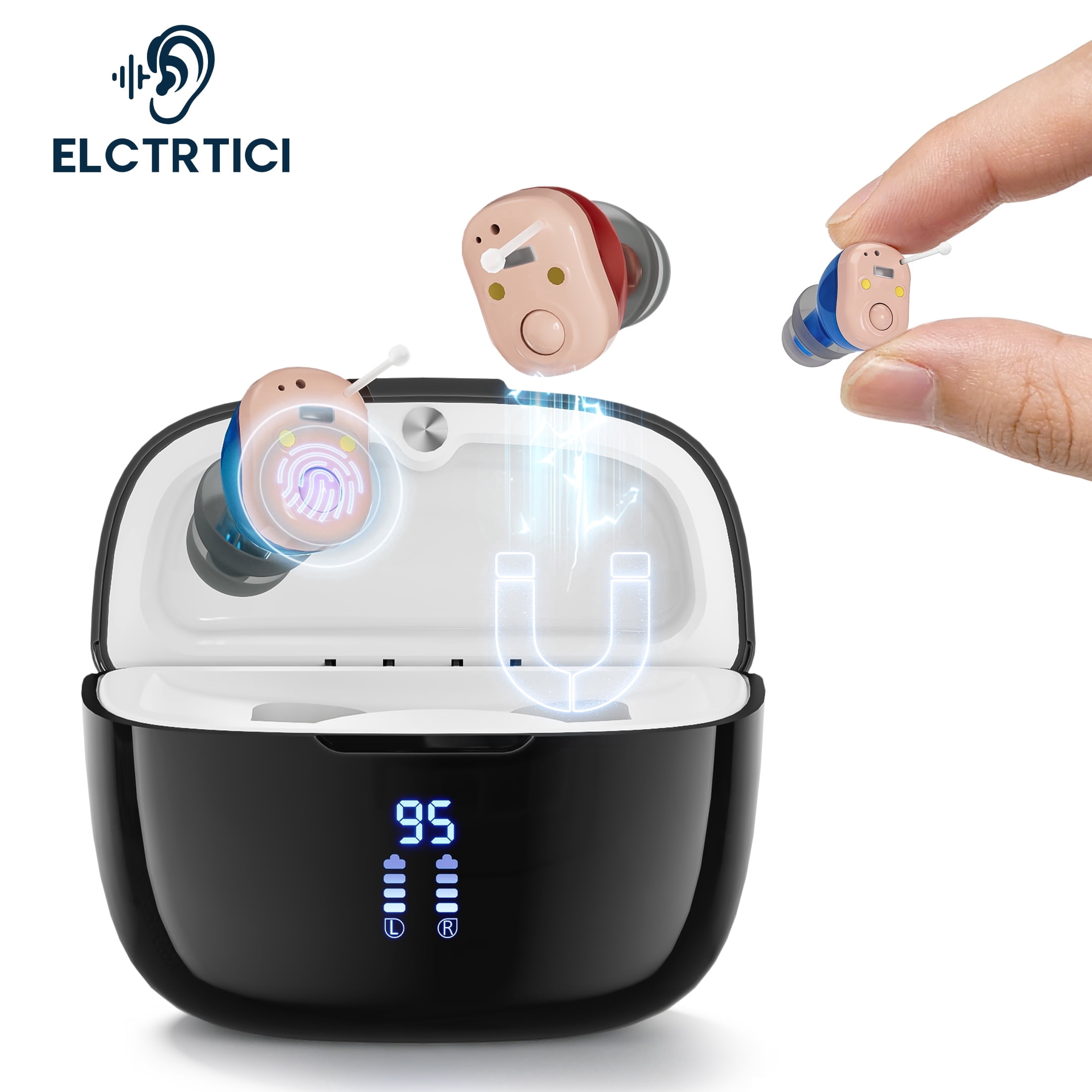 ELCTRTICI Digital Hearing Aids for Seniors, Rechargeable 32-Channel Hearing Device for Hearing Loss, Noise Cancelling