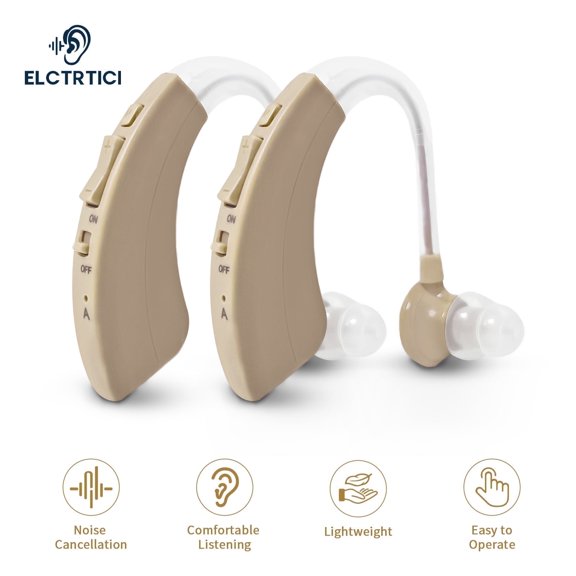 ELCTRTICI Hearing Aids for Seniors, Noise Cancelling Rechargeable Hearing Aids with Multi-Level Volume & Frequency Adjustment, Pair, Gold VHP-1220AX