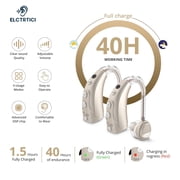 ELCTRTICI Hearing Aids for Seniors, 16-Channel Rechargeable Hearing Aids with Smart Noise Cancelling, 4 Modes & 8 Volume Levels, Pair, Gold