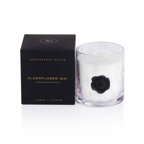 ELDERFLOWER GIN Zodax Apothecary Guild Opal Glass 11 oz Scented Jar Candle
