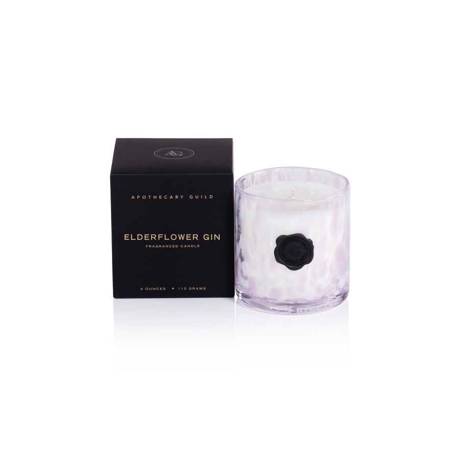 ELDERFLOWER GIN Zodax Apothecary Guild Opal Glass Mini 4 oz Scented Jar Candle