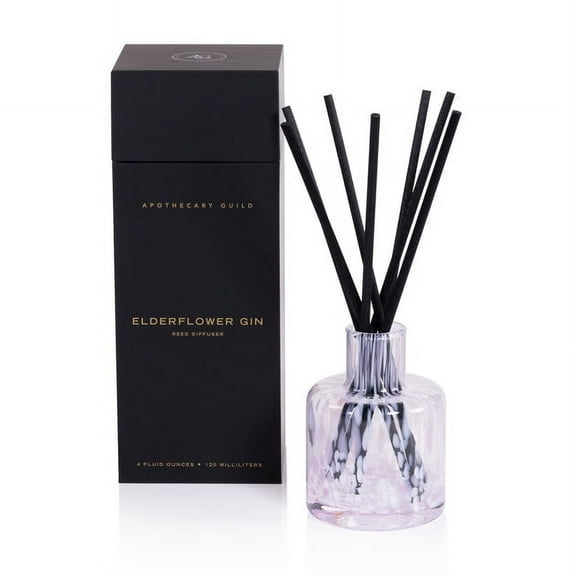 ELDERFLOWER GIN Zodax Apothecary Guild Opal Glass Reed Diffuser - 4oz