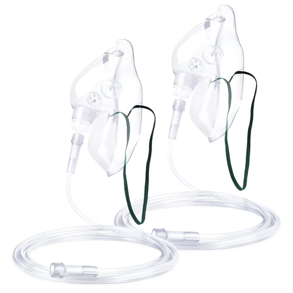 ELDORIX 2026 New 2 Pack Oxygen Mask for Face Adult with 6.6' Tube & Adjustable Elastic Strap - Size L (Clear) for Medical Use,Home Care,Oxygen Therapy,Hospitals,Emergency Situations