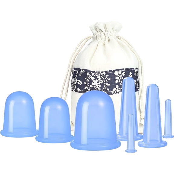 ELDORIX 2026 New 7Pcs Silicone Cupping Relax Set for Body&Face-Vacuum Suction Massage Cups with Carry Bag Ideal for Skin Care&Relaxation for Home,Spa,Gym