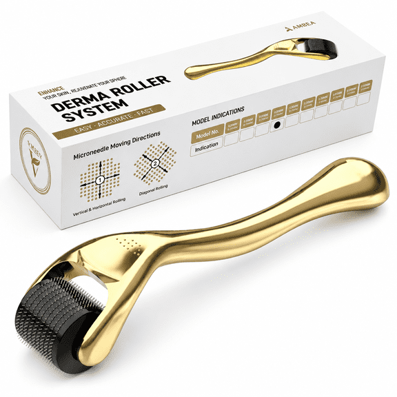 ELDORIX 540 Microneedle Roller for Face Care, Body, Beard and Hair, Gold (1 Pack), Gentle Skin Care Tool for Personal Use