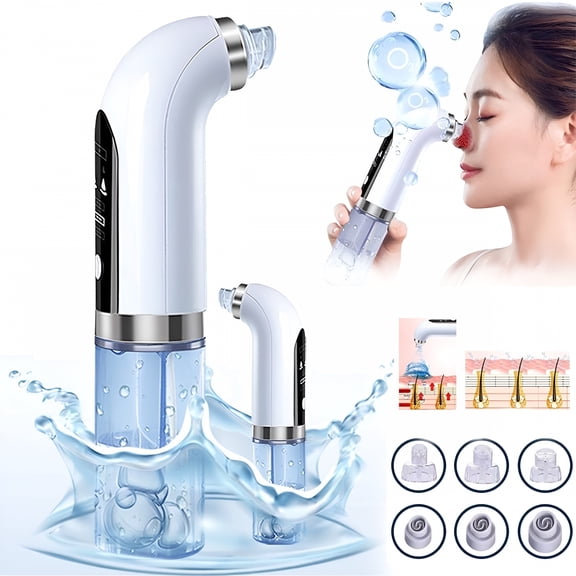 ELDORIX Blackhead Remover Pore Vacuum, with 6 Suction Heads Replaceable, Facial Cleaner Beauty Instrument Electric Strong Suction Comedone Extractor Tool for Acne Removal Blackhead Sucker, White