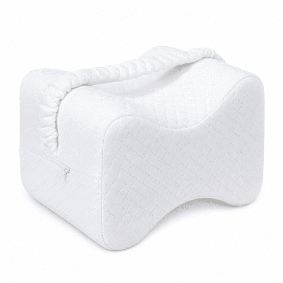 ELDORIX Knee Pillow for Side Sleepers- Dual Concave Design,Breathable & Comfort,Memory Foam Leg Wedge Pillow for Back Pain,Pregnancy,Spine Alignment,Pain Relief,with Leg Strap and Washable Cover