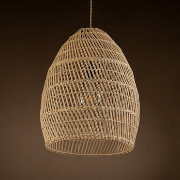ELE LIGHT & DECOR Veremund Light  Bell Pendant Wicker Rattan Light - 19.7" x 15.7"