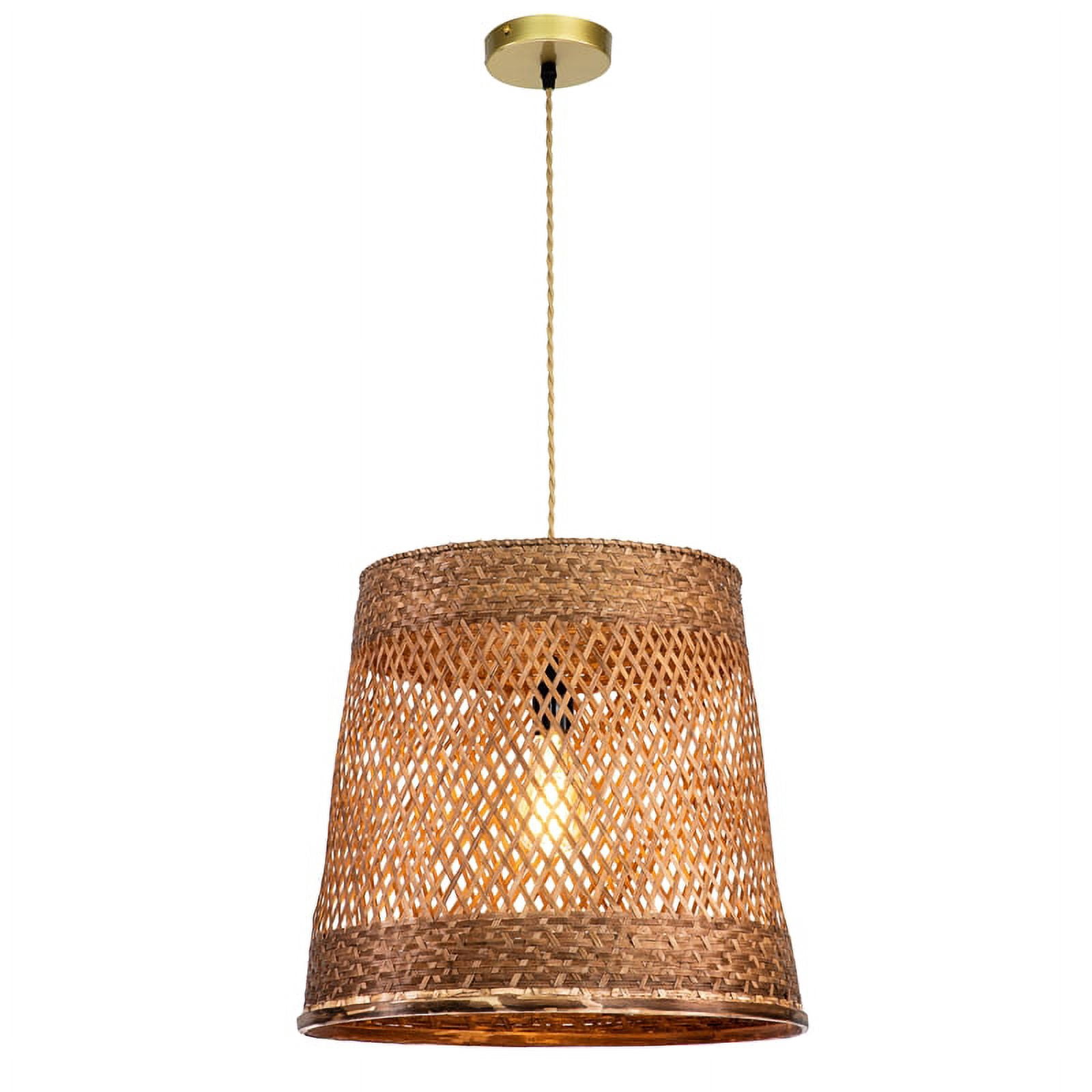 ELE Light & Decor Bamboo and Rattan Cylinder Large Pendant Light in
