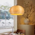 thumbnail image 1 of ELE Light & Decor Dome Shaped Bamboo and Rattan Large Pendant Light in Beige, 1 of 5