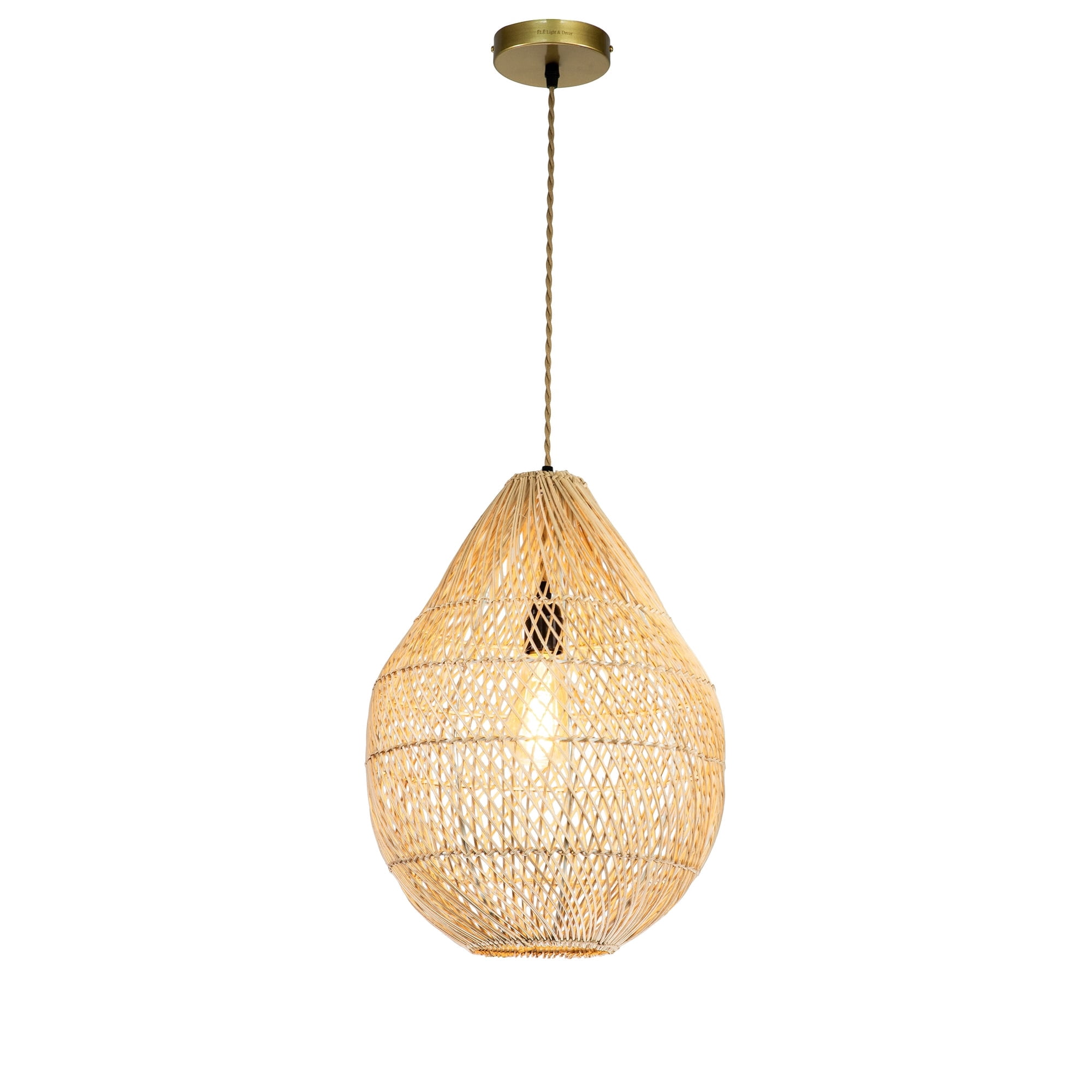 ELE Light & Decor Handmade Bamboo and Rattan Hanging Pendant Light in