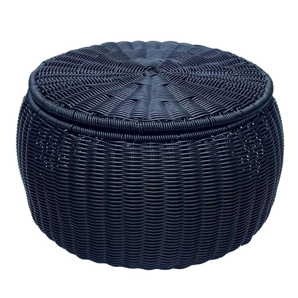 ELE Light & Decor Wicker / Rattan Footstool with Storage Seat in Black ...