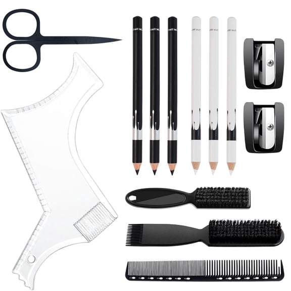 ELE. MARKET Beard Shaping Tool Kit 13 Pcs for Men, Complete Grooming Set with Scissors & Pencils