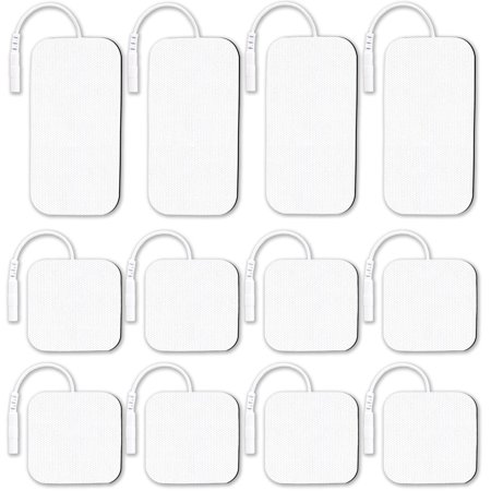 ELEALTCH 12 pcs TENS Unit Replacement Pads, Included 2X2" 8 pcs, 2"X4" 4 pcs, Latex-Free Rectangular Replacement Electrode Patche