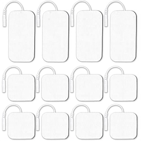 ELEALTCH 12 pcs TENS Unit Replacement Pads, Included 2X2" 8 pcs, 2"X4" 4 pcs, Latex-Free Rectangular Replacement Electrode Patche