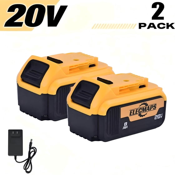 ELECMAPS 20V 8.0Ah DCB200 Replacement for Dewelt 20V MAX Li-on Battery - Compatible with DCB205 DCB206 DCB207 DCB201 and Cordless Tools, High Capacity & Long-Lasting Power