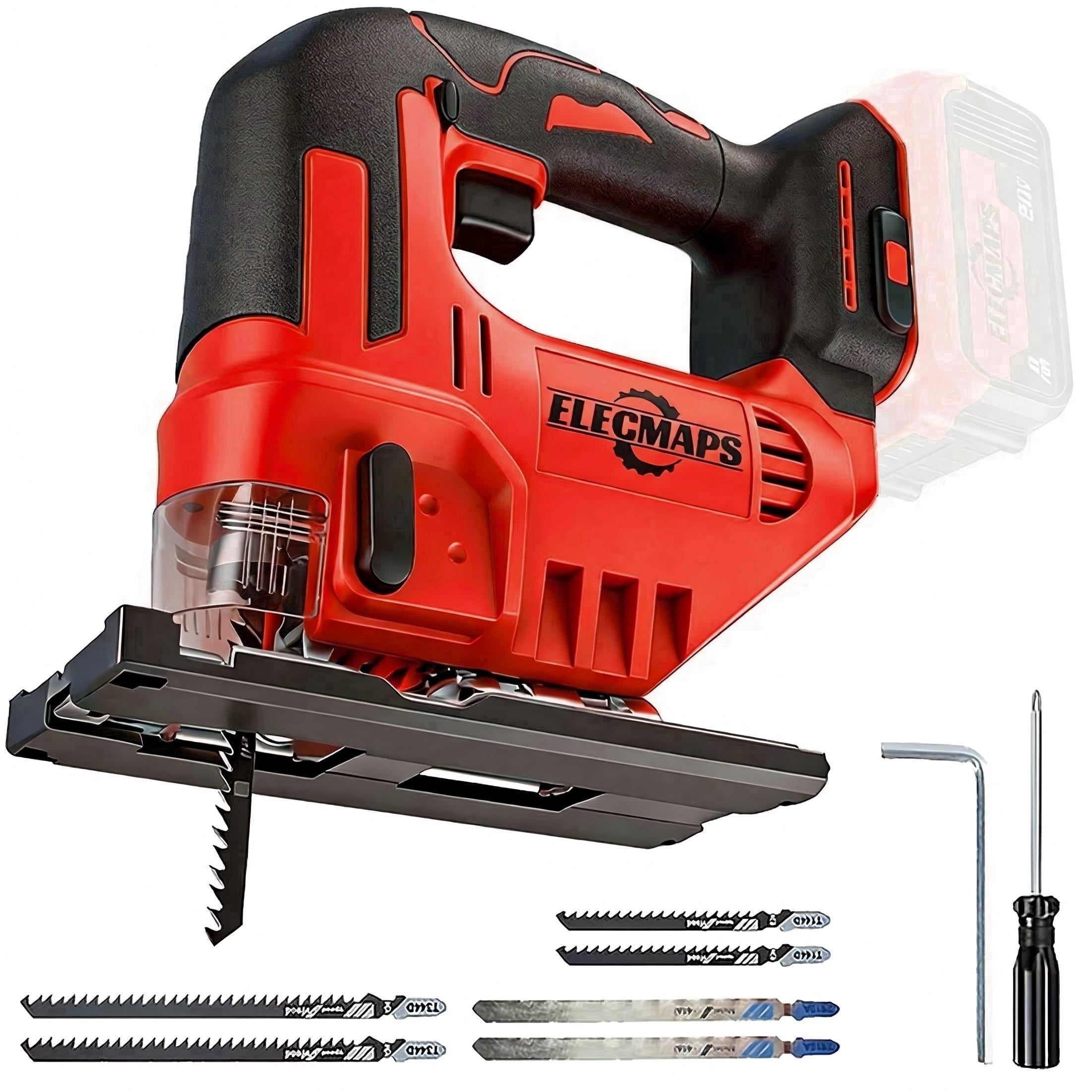 ELECMAPS Cordless Jigsaw 2700 SPM, Compatible with Milwaukee M18 Batteries, Multi-Blades for Wood Metal PVC Cutting (Battery Not Included)