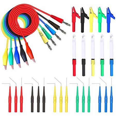 ELECTCHN Back Probe Kit 30PCS Banana Plug to Copper Alligator Clip Automotive Test Leads Set with Alligator Clips, Wire Piercing Probes, 15PCS 30V Back Probe Pins for Car Repairing Diagnostic
