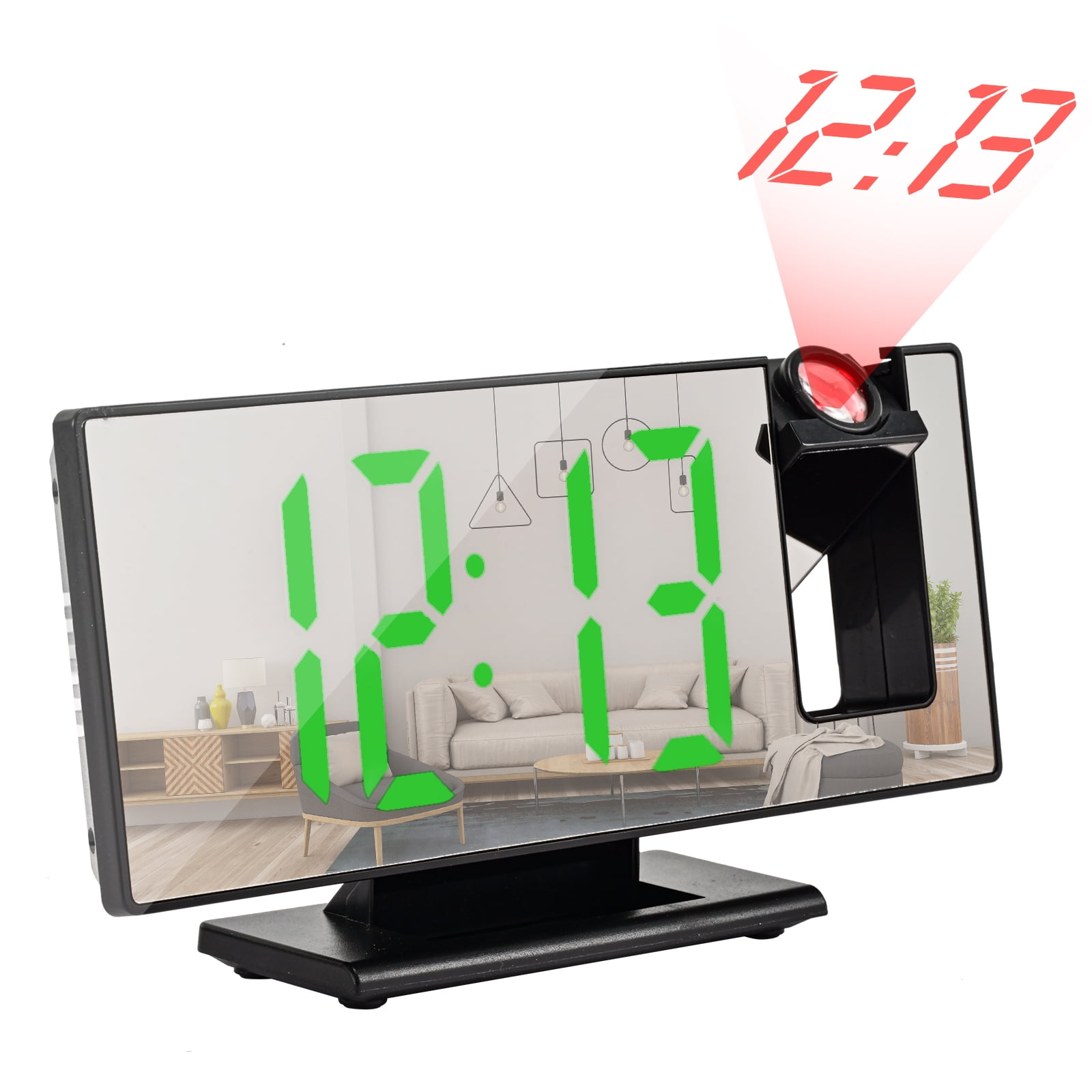 ELECTIME Battery Operated Projection Alarm Clock, 180° Rotatable ...