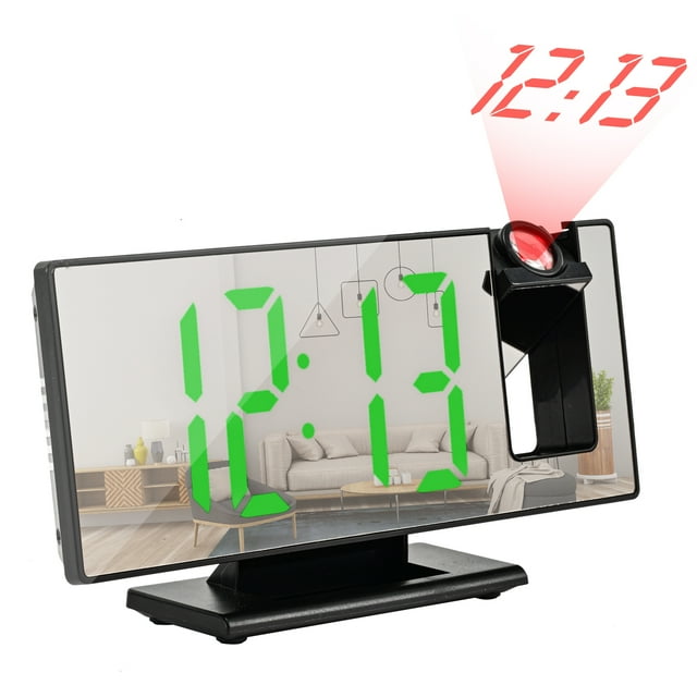 ELECTIME Battery Operated Projection Alarm Clock, 180° Rotatable ...
