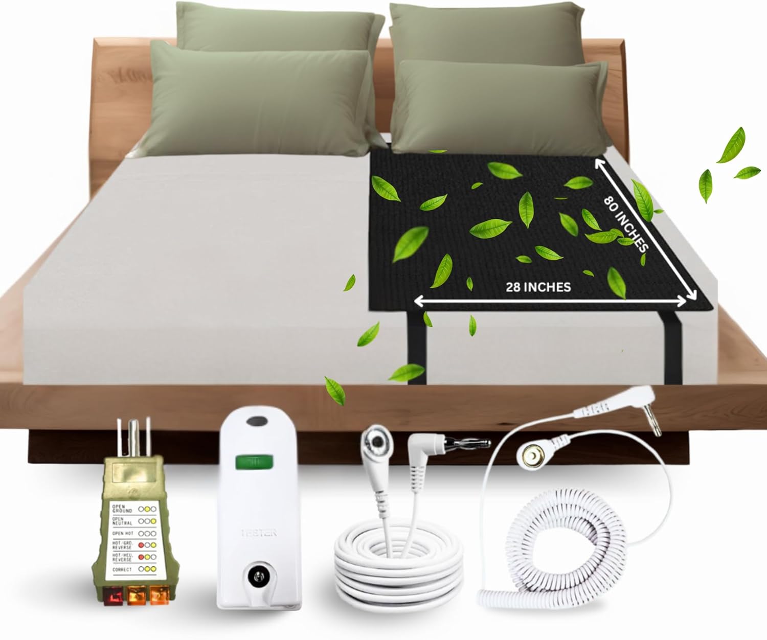 Grounding Mat For Bed - Carbon Leatherette Earthing Pad 27" X 78" With 15ft Cord For Better Sleep & Relaxation 10 thumbnail image
