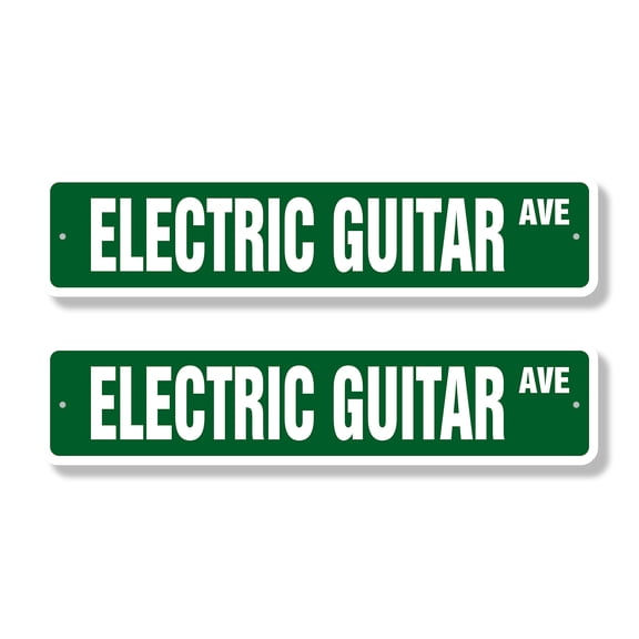 ELECTRIC GUITAR Classic Street Sign (2 Pack) band signs player music lessons Road Sign | 4" X 18" Plastic Address Sign