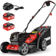 EWORK 40V Electric Lawn Mower Cordless, 14 Electric Push Mower with 2x4.0Ah Batteries & Charger, 3800RPM Motor, 6-Height Adjustment, 21Lbs Lightweight Battery Powered Lawnmower for Garden, Small Yar