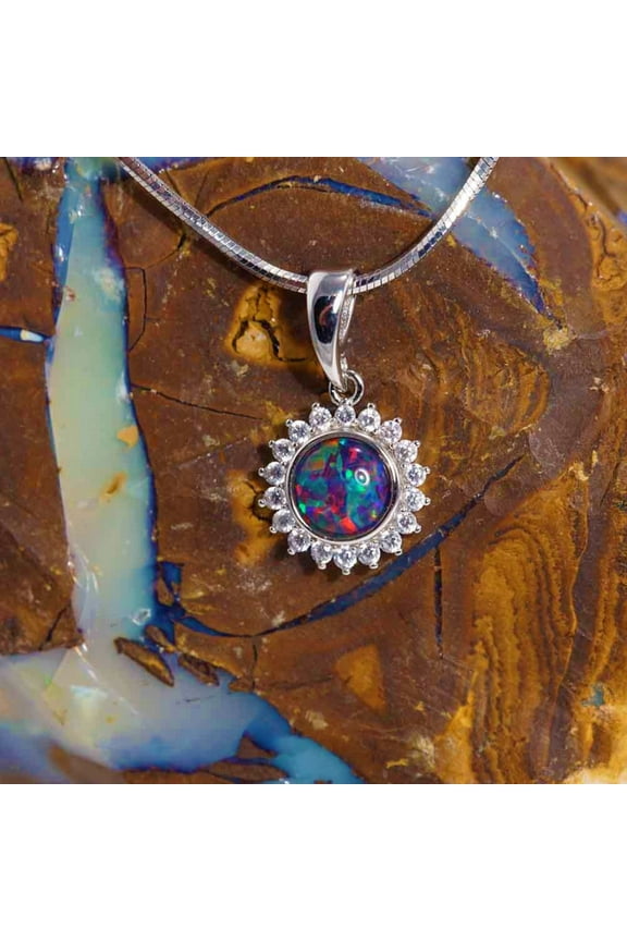 ELECTRIC POP STERLING SILVER AUSTRALIAN BLACK OPAL NECKLACE